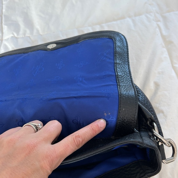 COLE HAAN Black Pebbled Leather‎ Saddle Flap Top Shoulder Bag - Picture 5 of 6